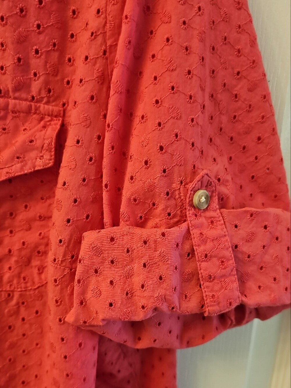 croft & barrow Hot Pink Eyelet Button-Down Shirt - Picture 6 of 10